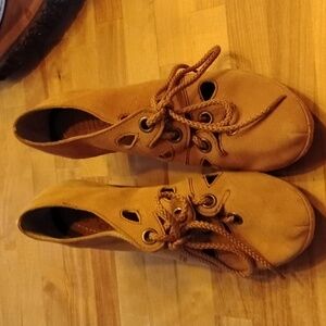 Latigo Anthropologie Brown Suede Lace up Cabo Booties 8 Boho Festival Hippie